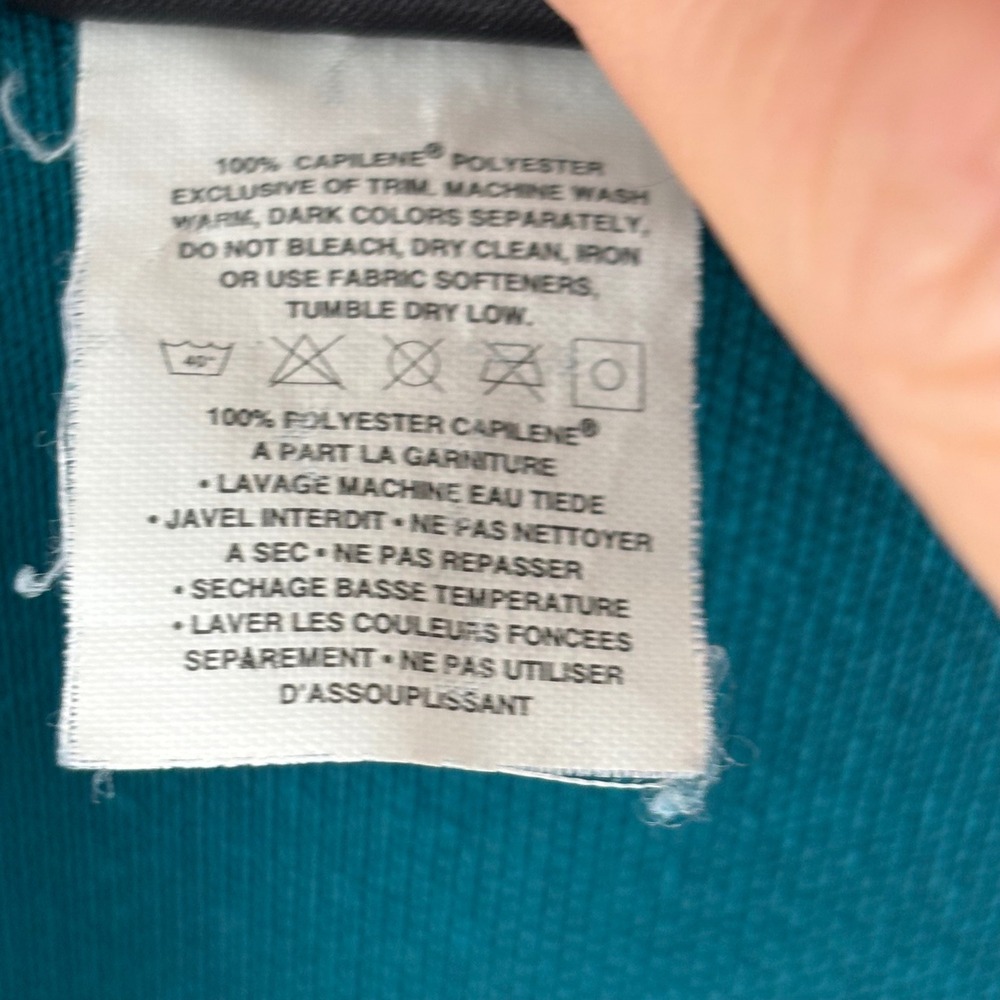 Patagonia Capilene Quarter Zip Pullover Teal Green Vintage 90s Made in USA 44272 - Picture 3 of 6